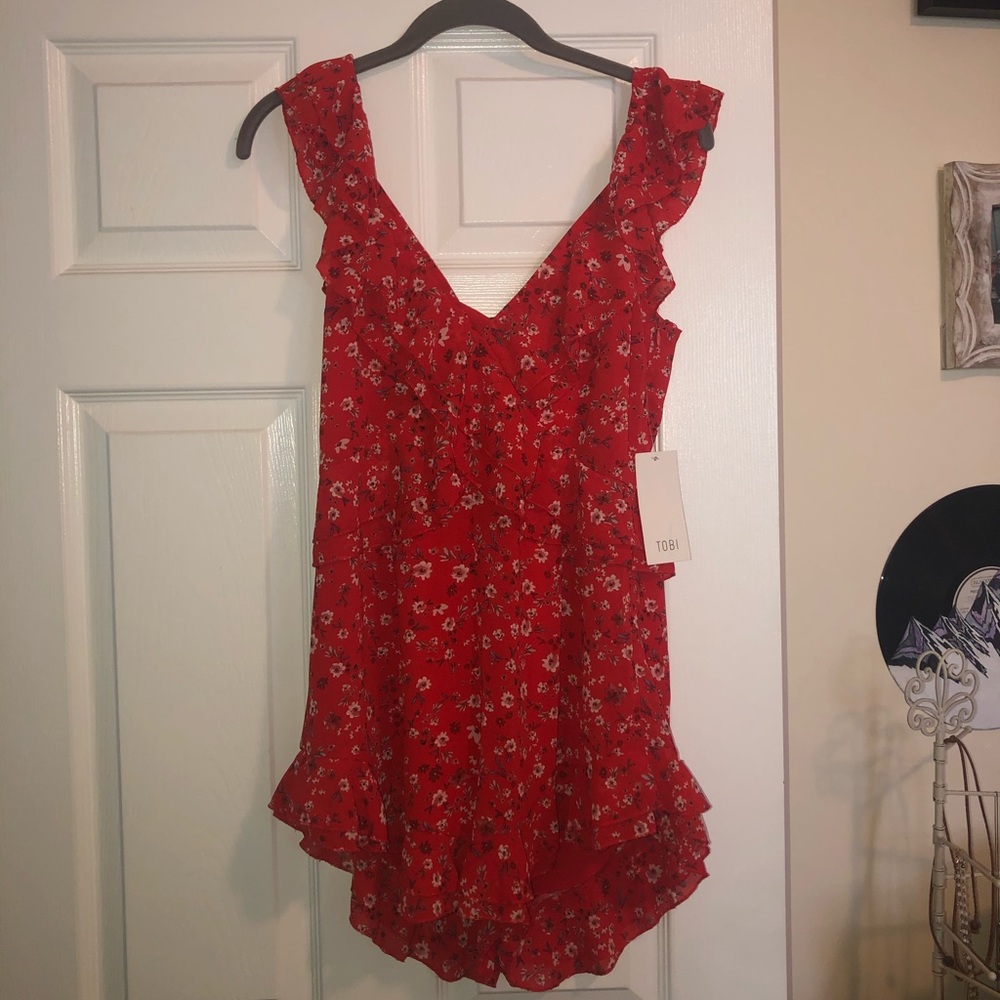 NWWT red OTS romper size M